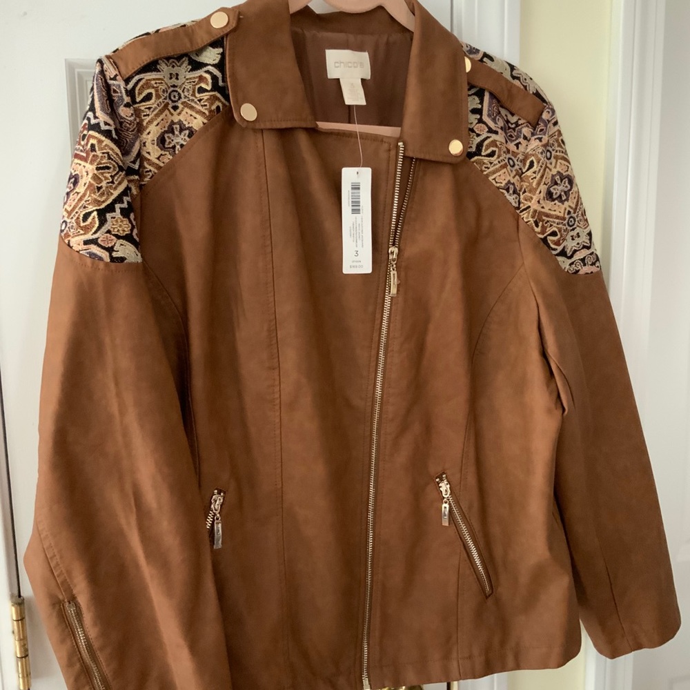 Chico’s Faux Leather Jacket NWT